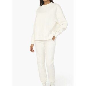 WEWOREWHAT Oversized Crew Neck Sweater IVORY, Size Large/X-Large